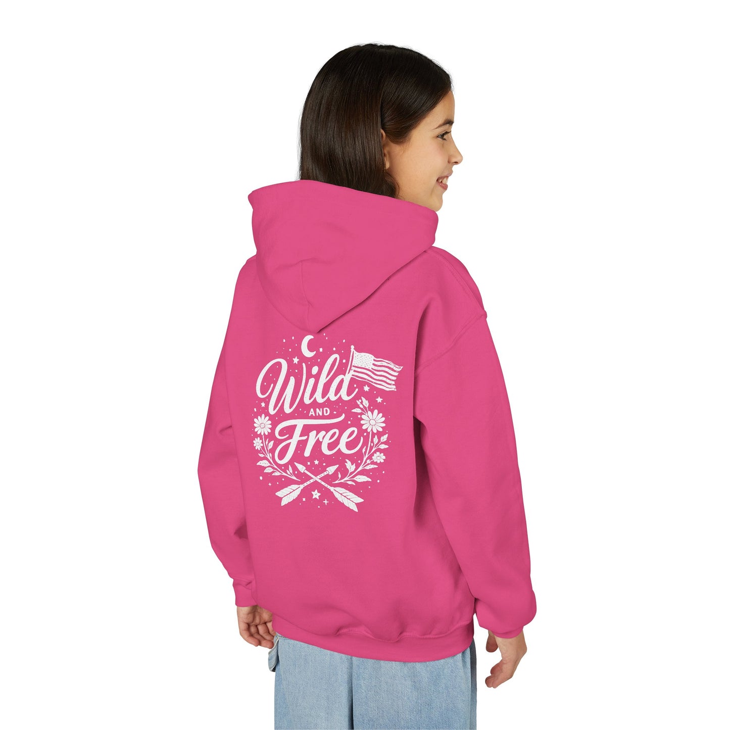 Youth Hoodie - "Wild and Free" Patriotic Roots Graphic Pullover