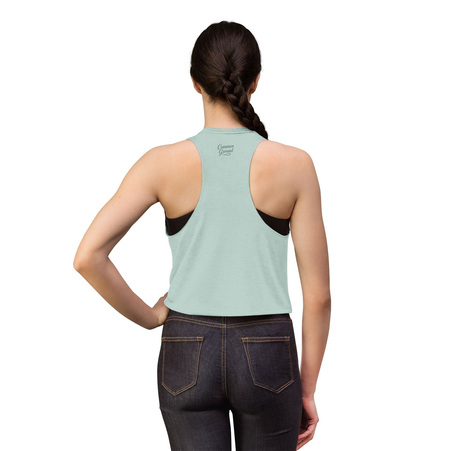 Crop Top "Common Ground" Script Logo — Women's Casual Tank