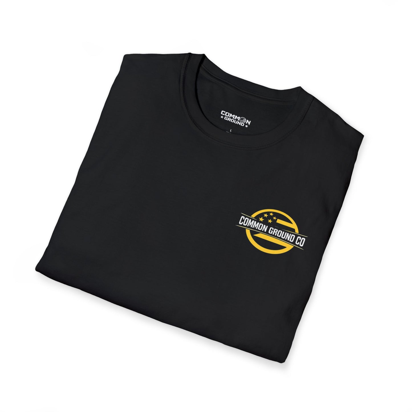 Graphic T-Shirt — Small Yellow Circular Logo Chest Print