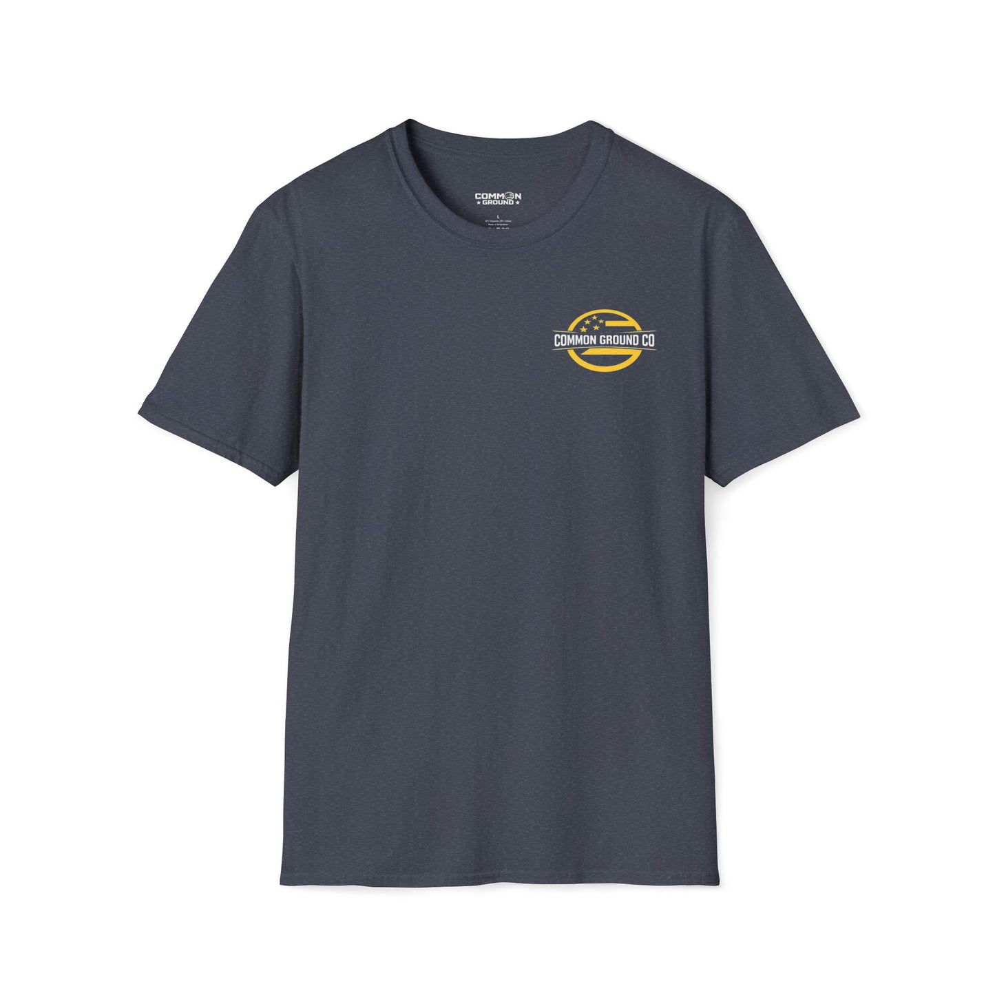 Graphic T-Shirt — Small Yellow Circular Logo Chest Print