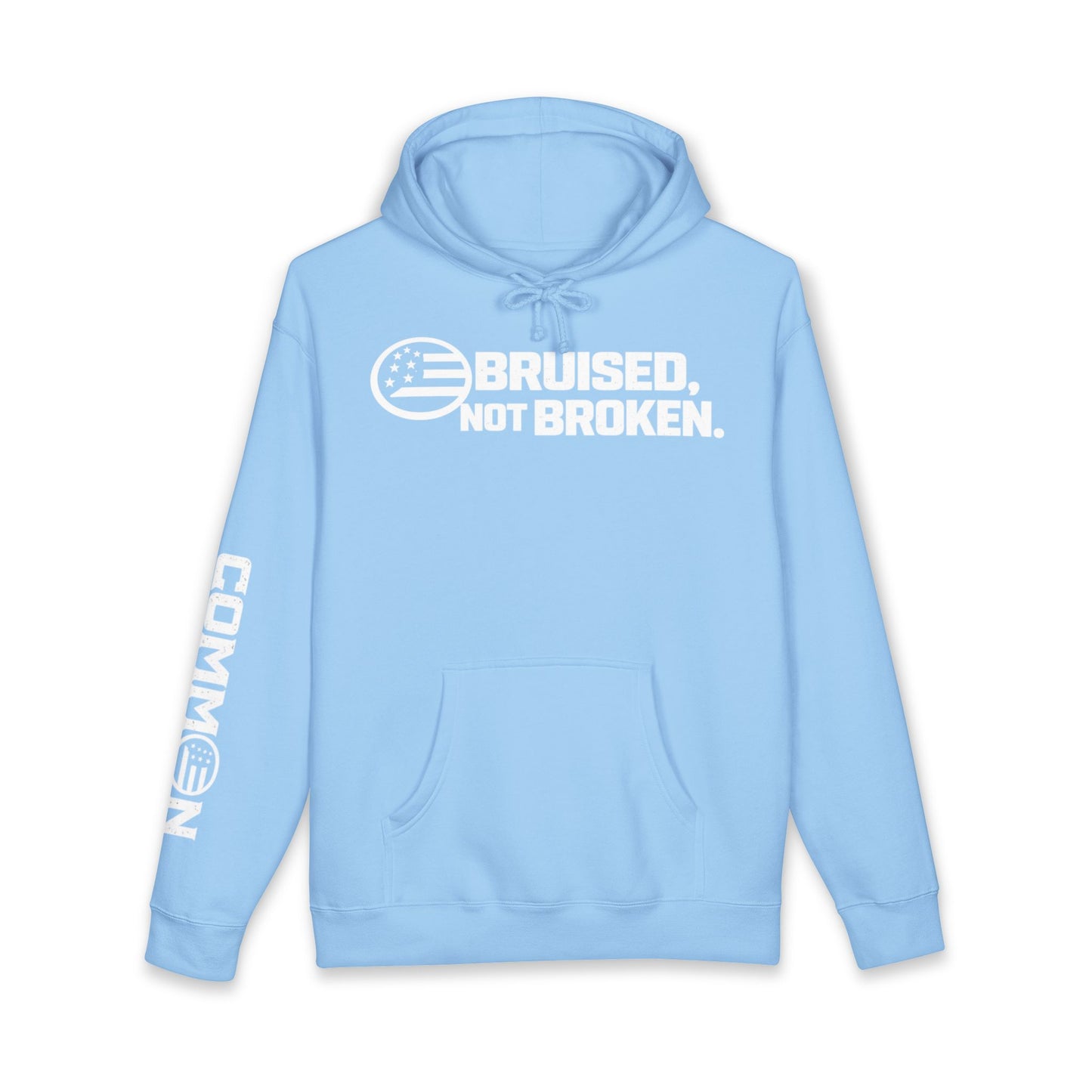 Hoodie — "Bruised, Not Broken" Graphic Pullover (Ground / Common Sleeve)