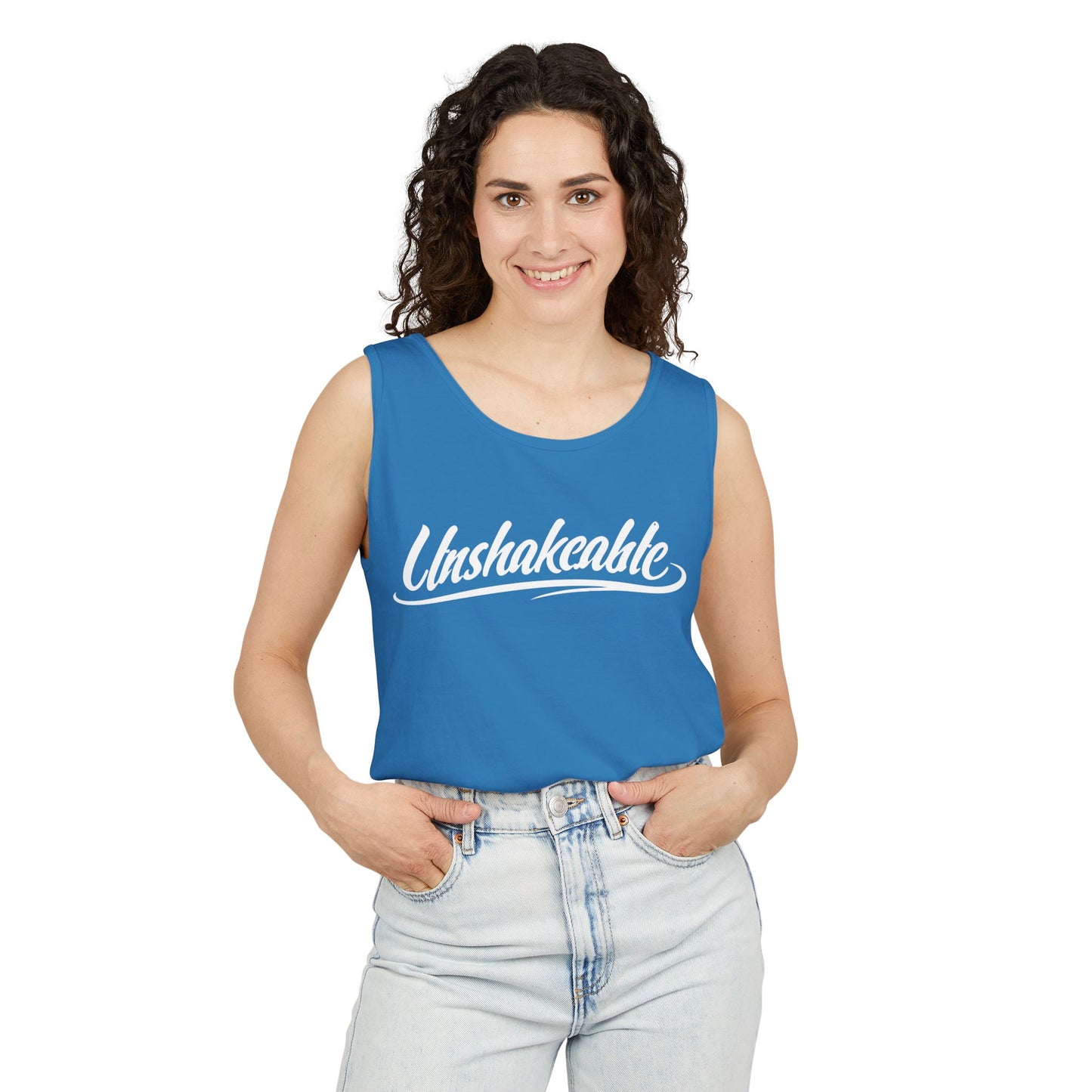 Unshakeable Graphic Tank Top — Script Logo Summer Muscle Tee