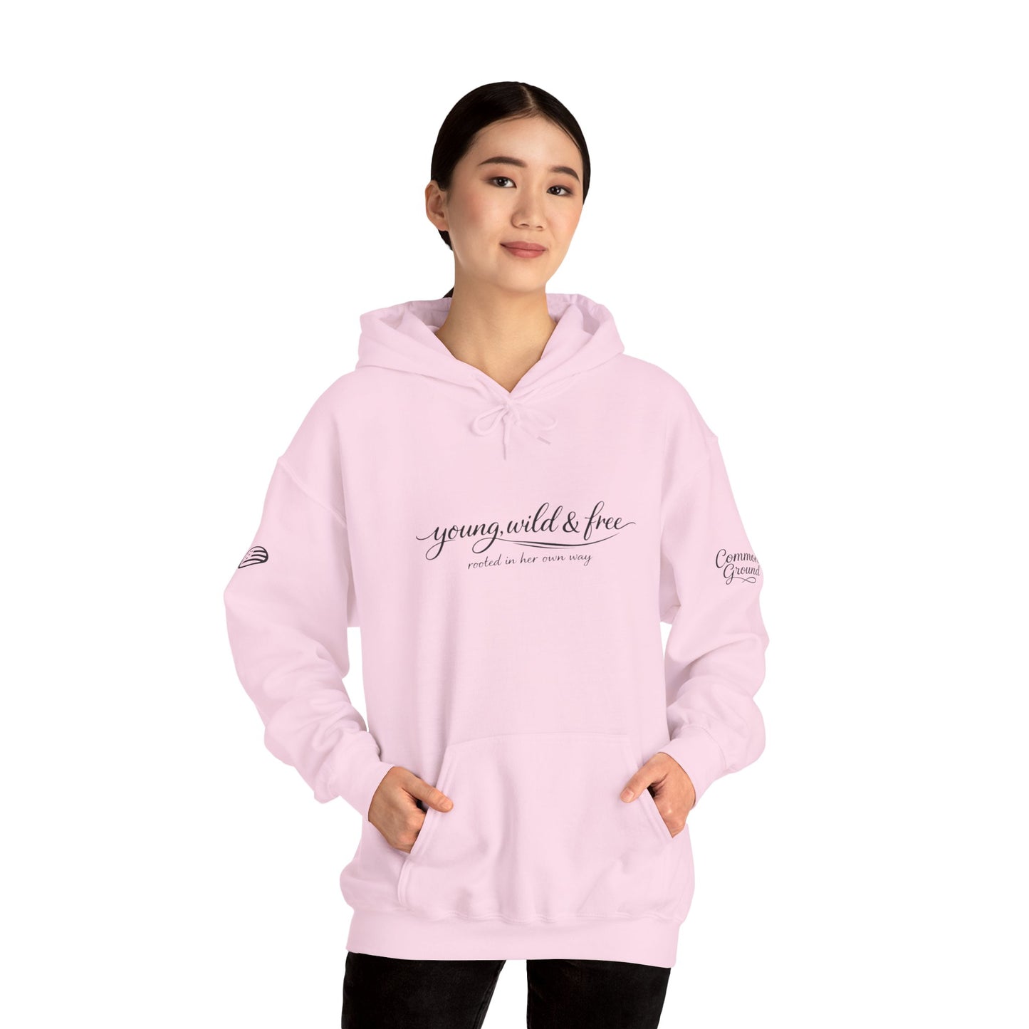 Young, Wild & Free Hoodie — Minimal Script Pullover for Adventure Lovers