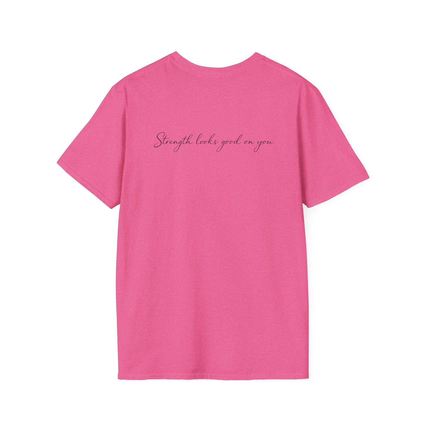 T-Shirt — "Common Ground" Minimal Script Tee (Back: "Strength looks good on you")