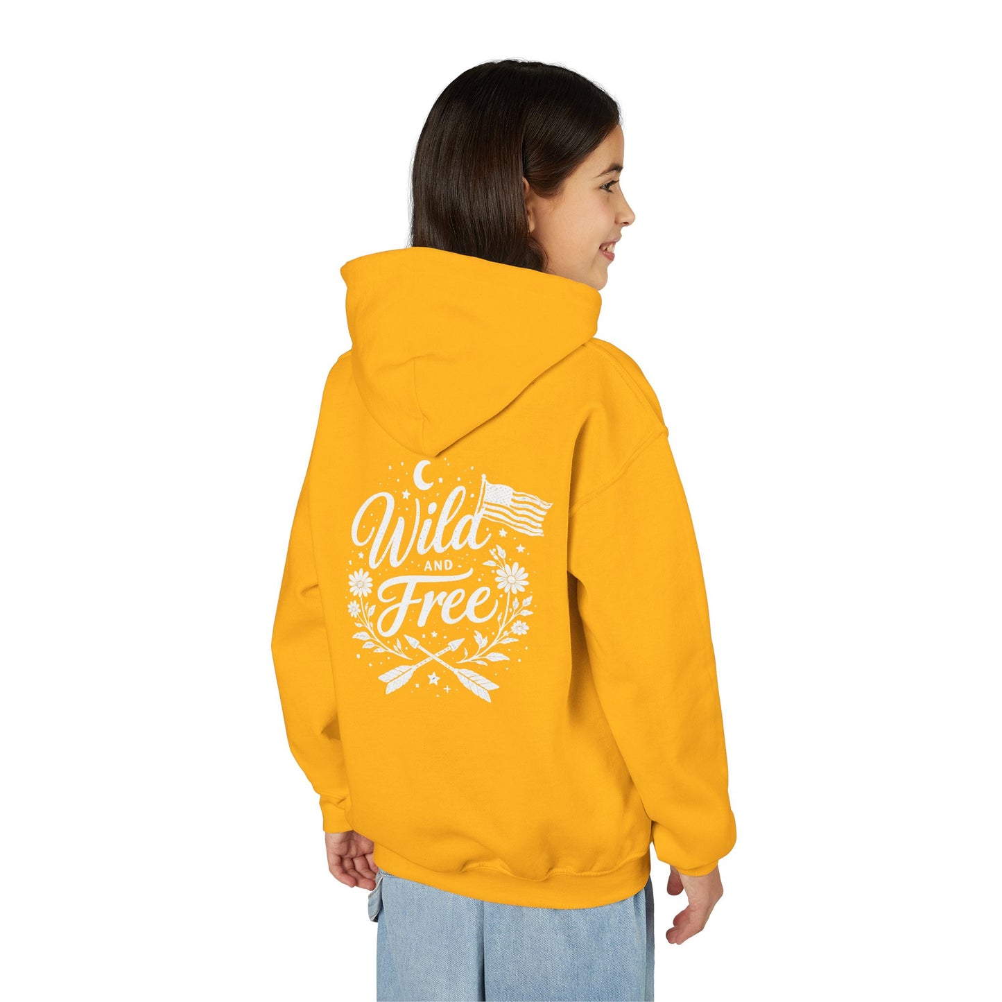 Youth Hoodie - "Wild and Free" Patriotic Roots Graphic Pullover