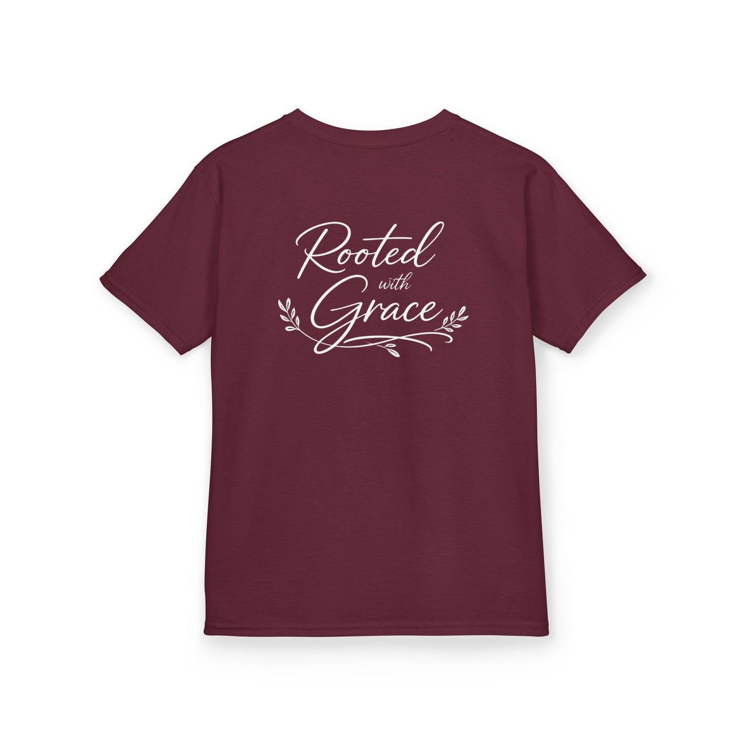 Kids T‑Shirt — "Rooted with Grace" Faith Tee (Black)