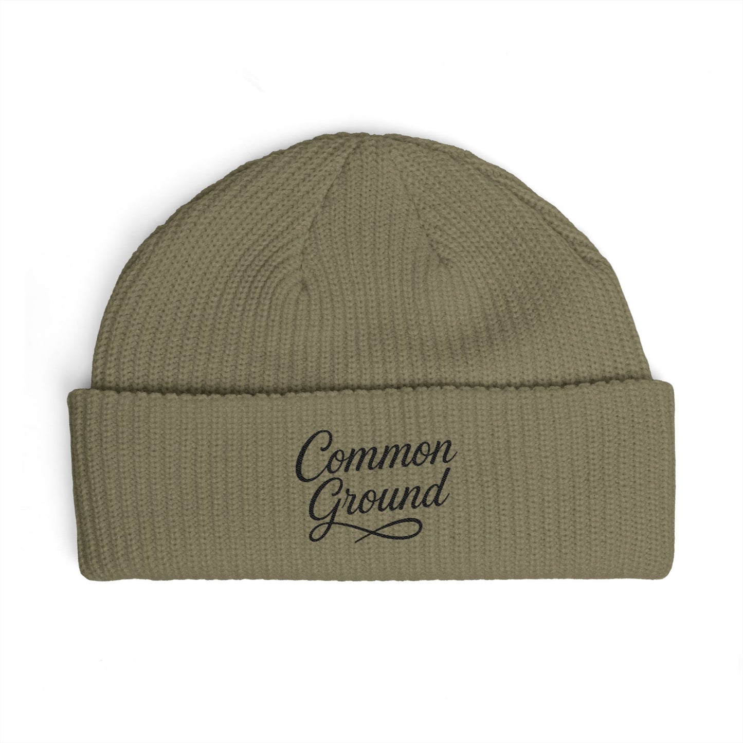 Cuff Beanie — "Common Ground" Embroidered Knit Hat