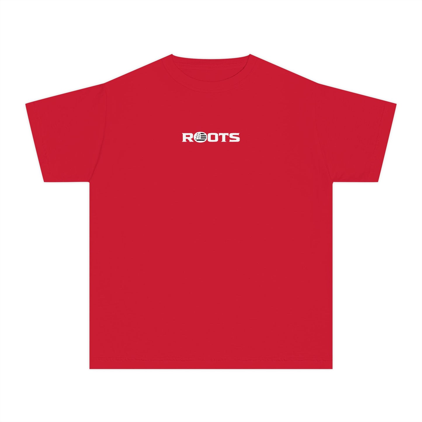 Youth Tee — "ROOTS" Front / "FREEDOM AIN'T FREE — NEVER WAS" Patriotic Graphic