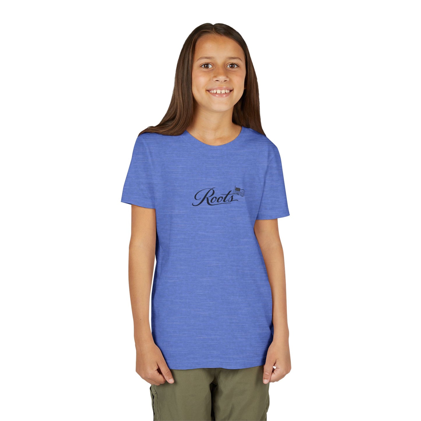 Youth Tee — Floral Bull Skull Graphic "Roots" Backprint