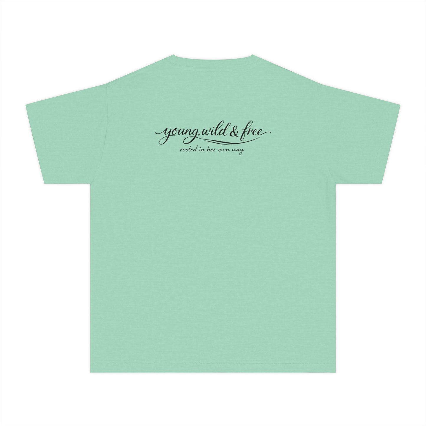 Youth Tee — 'Young, Wild & Free' Graphic T-Shirt (Sun Logo)