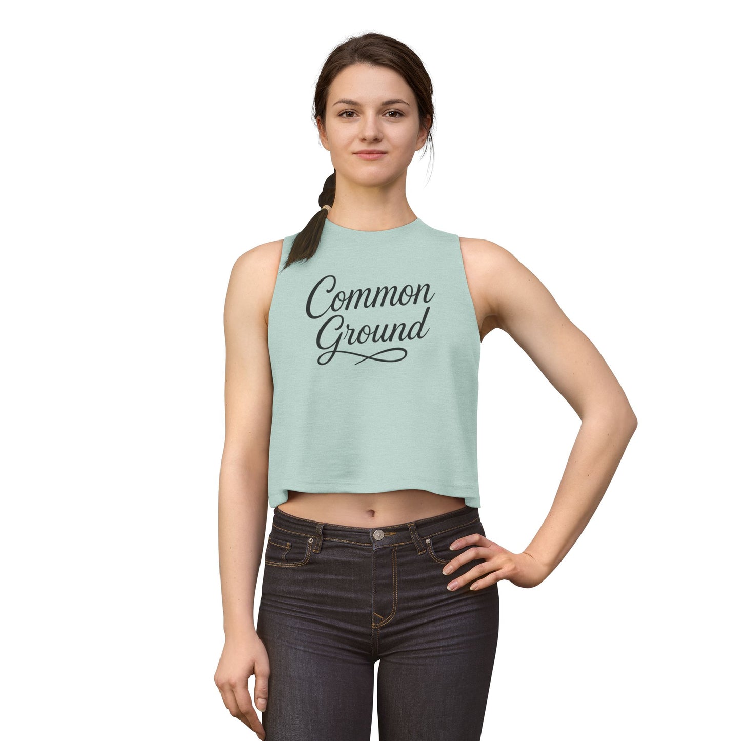 Crop Top "Common Ground" Script Logo — Women's Casual Tank