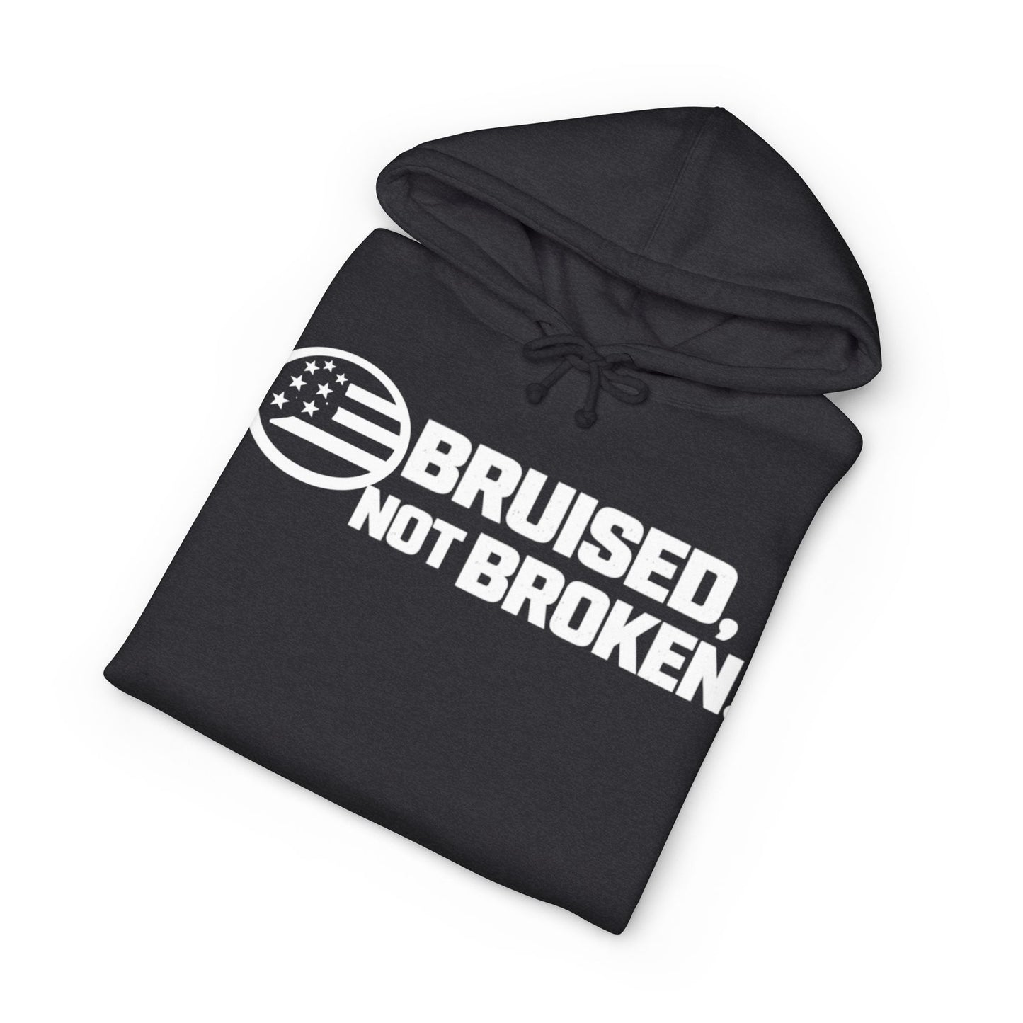 Hoodie — "Bruised, Not Broken" Graphic Pullover (Ground / Common Sleeve)