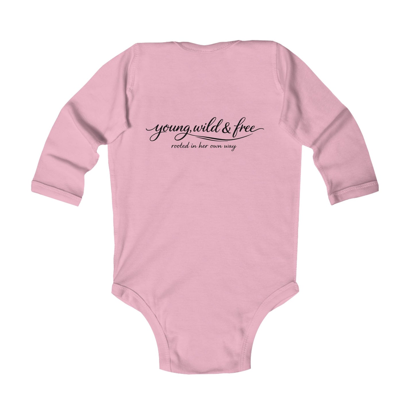 Infant Long Sleeve Bodysuit - 'Young, Wild & Free' Baby Onesie with Flag Accent