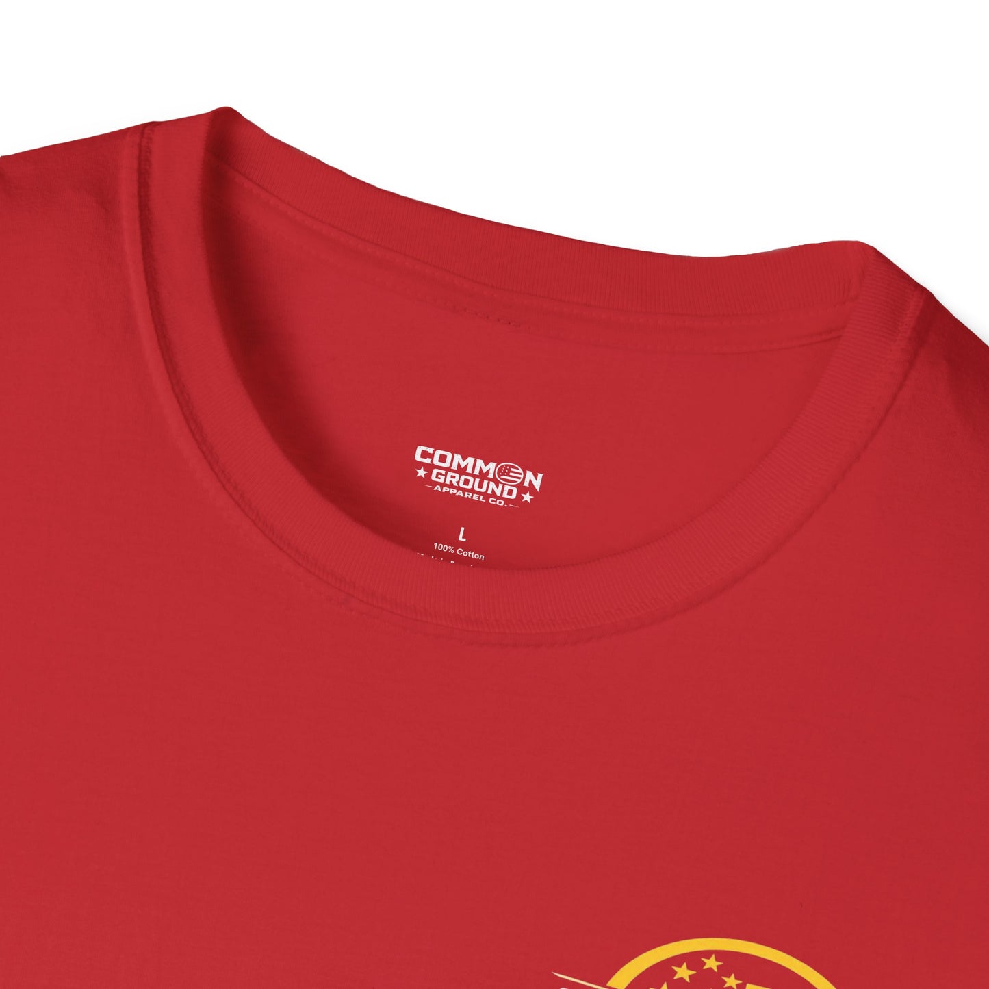 Graphic T-Shirt — Small Yellow Circular Logo Chest Print