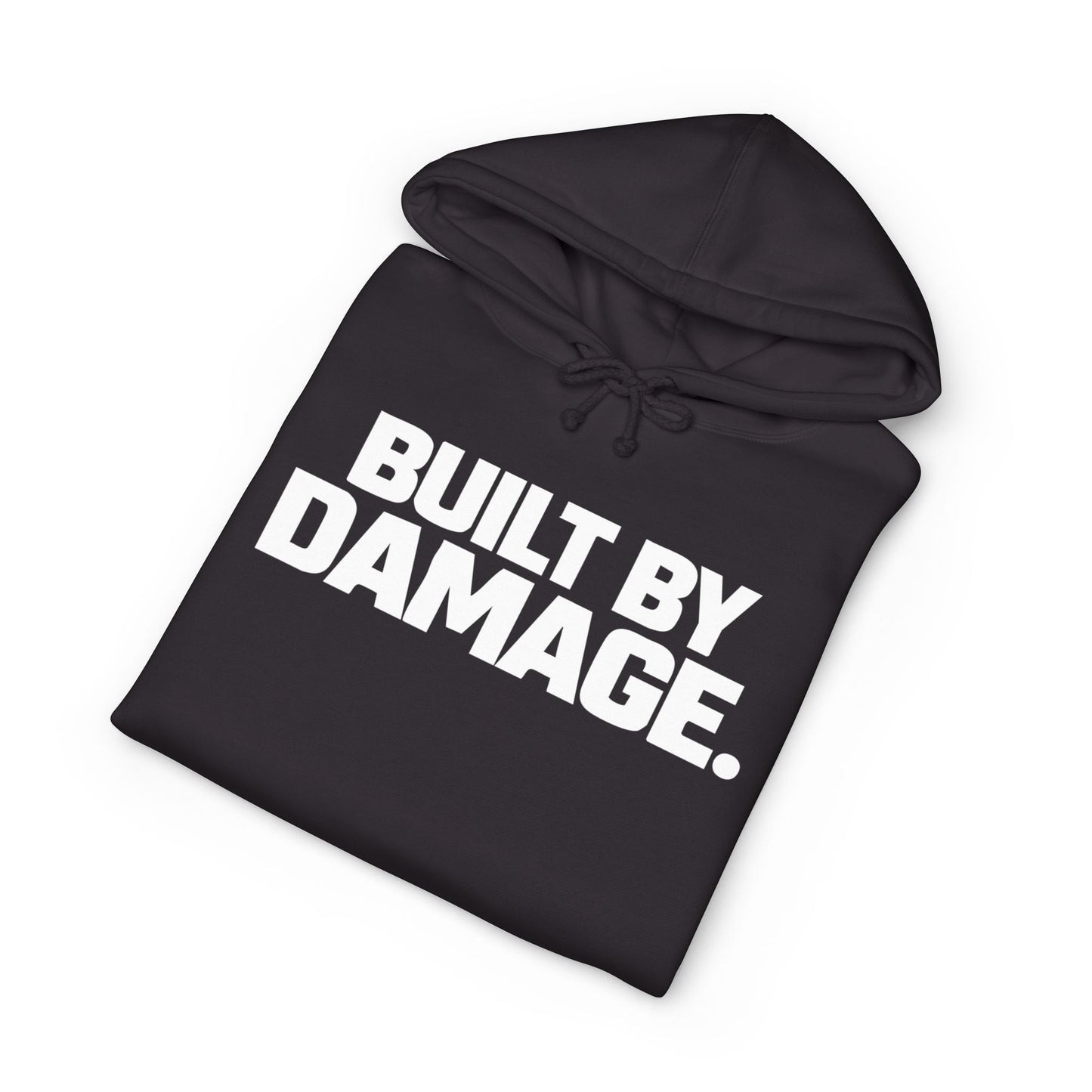 Built By Damage Hoodie — 'Built By Damage' Graphic Pullover with Sleeve Logos