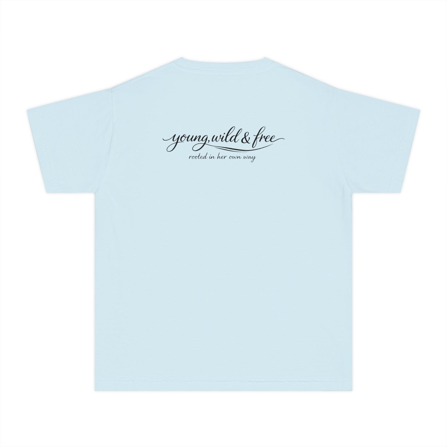 Youth Tee — 'Young, Wild & Free' Graphic T-Shirt (Sun Logo)