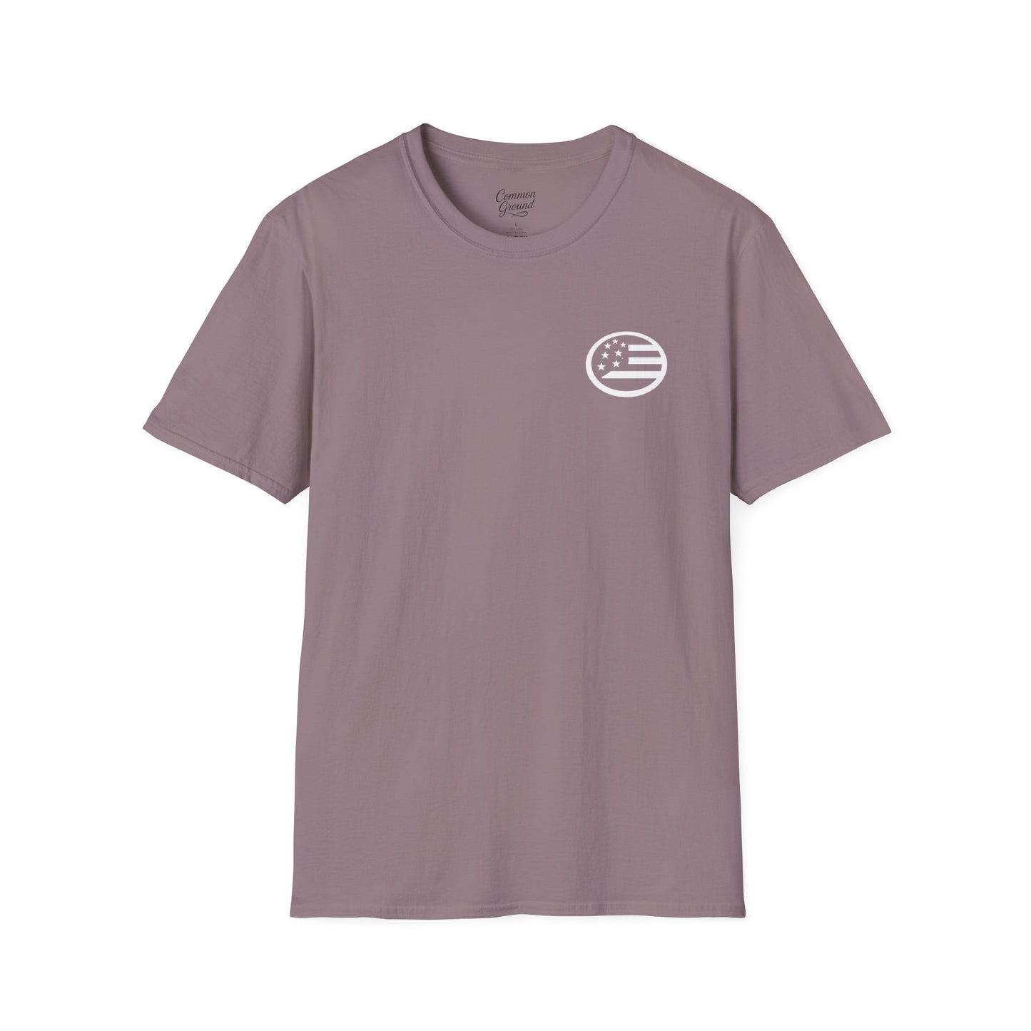 Grace Under Pressure T-Shirt — Minimal American Flag Chest Logo