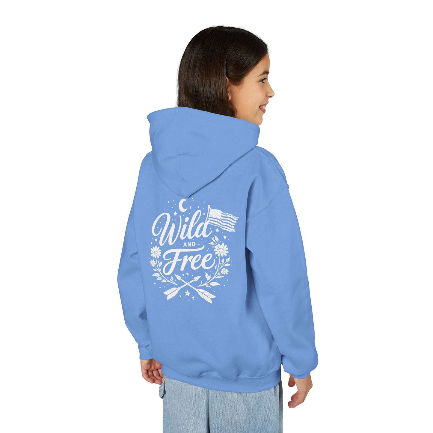 Youth Hoodie - "Wild and Free" Patriotic Roots Graphic Pullover