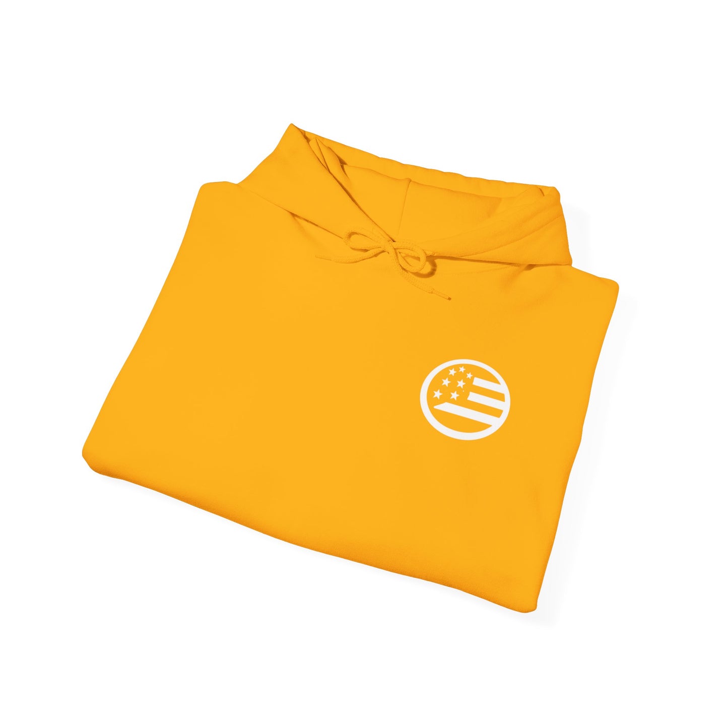 Hoodie — Black Americana Flag Logo Pullover with Script Sleeve