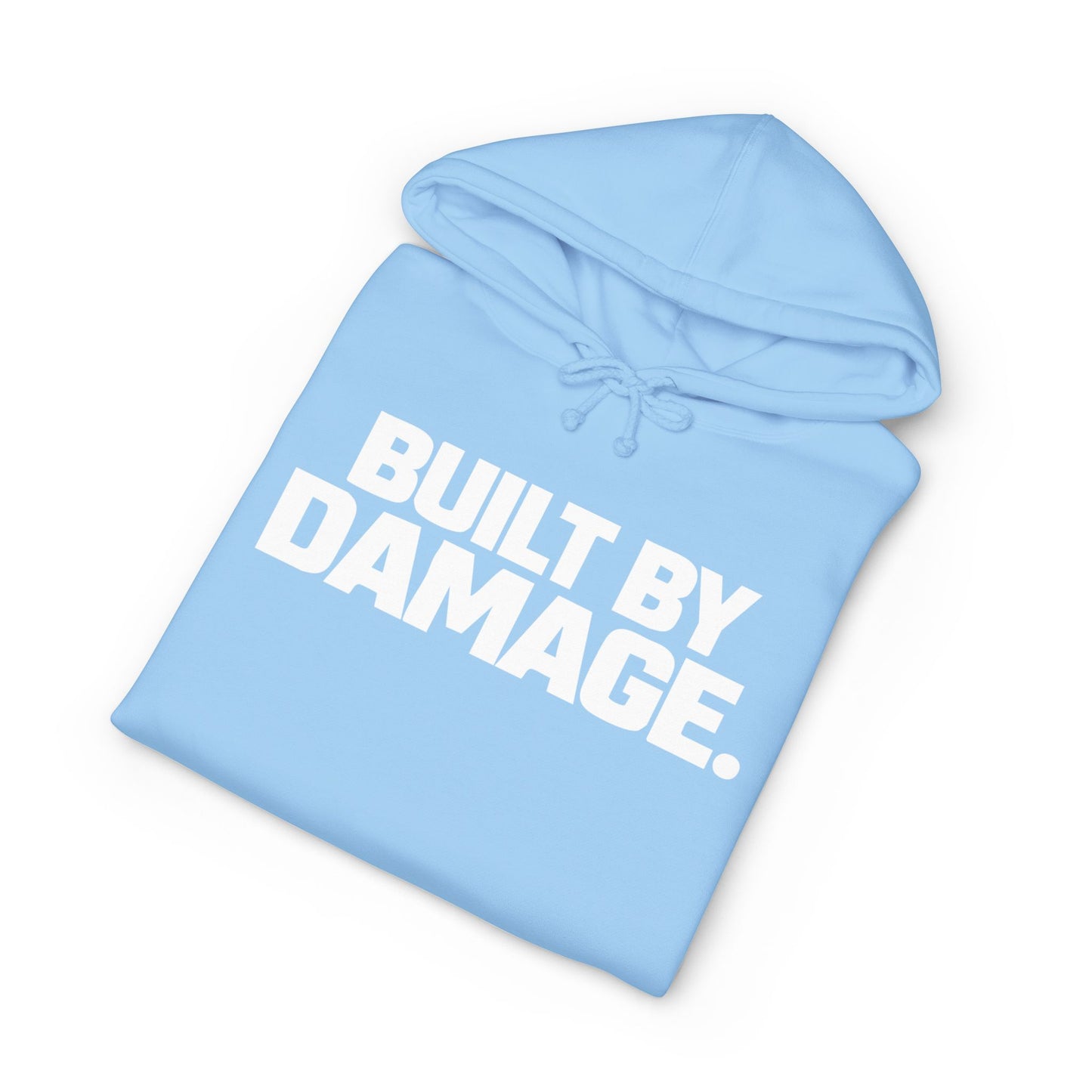 Built By Damage Hoodie — 'Built By Damage' Graphic Pullover with Sleeve Logos