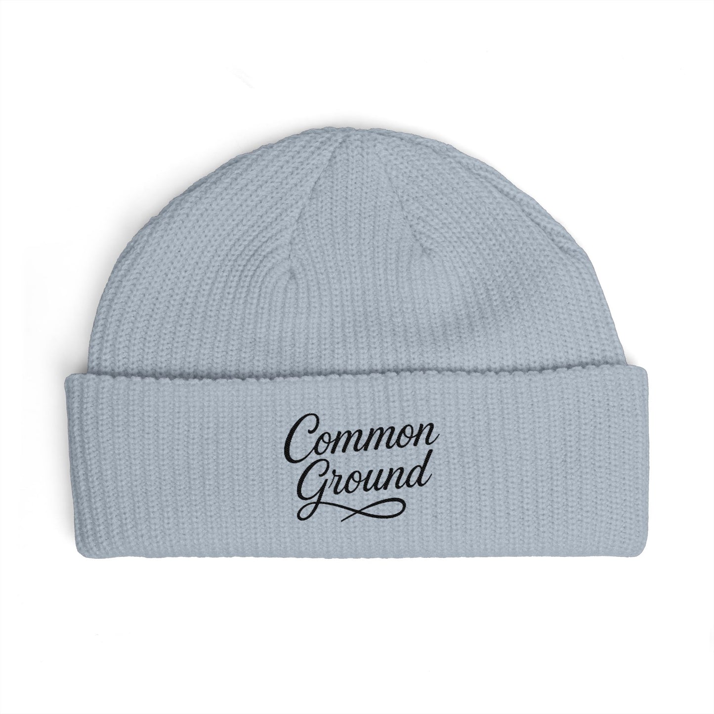 Cuff Beanie — "Common Ground" Embroidered Knit Hat