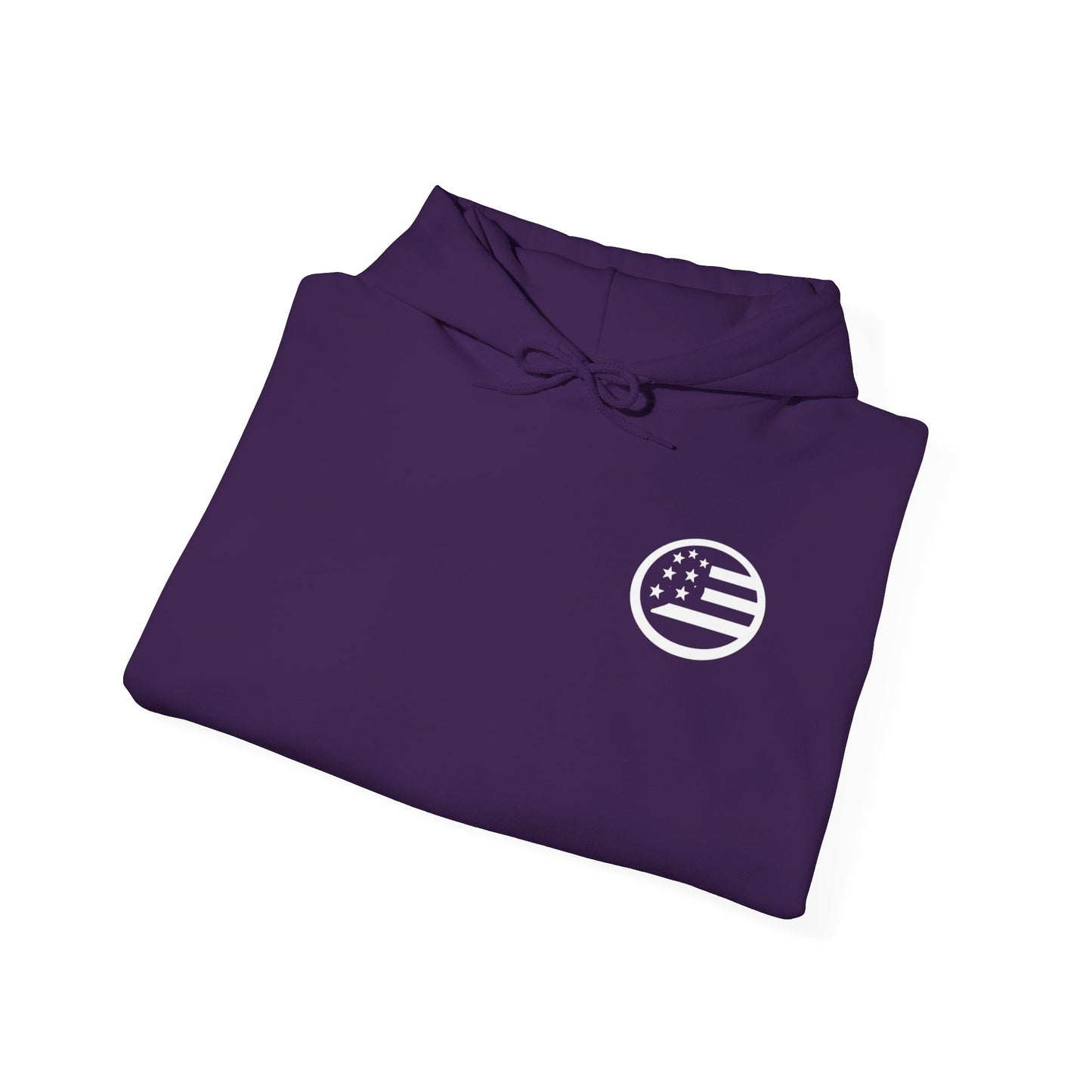 Hoodie — Black Americana Flag Logo Pullover with Script Sleeve
