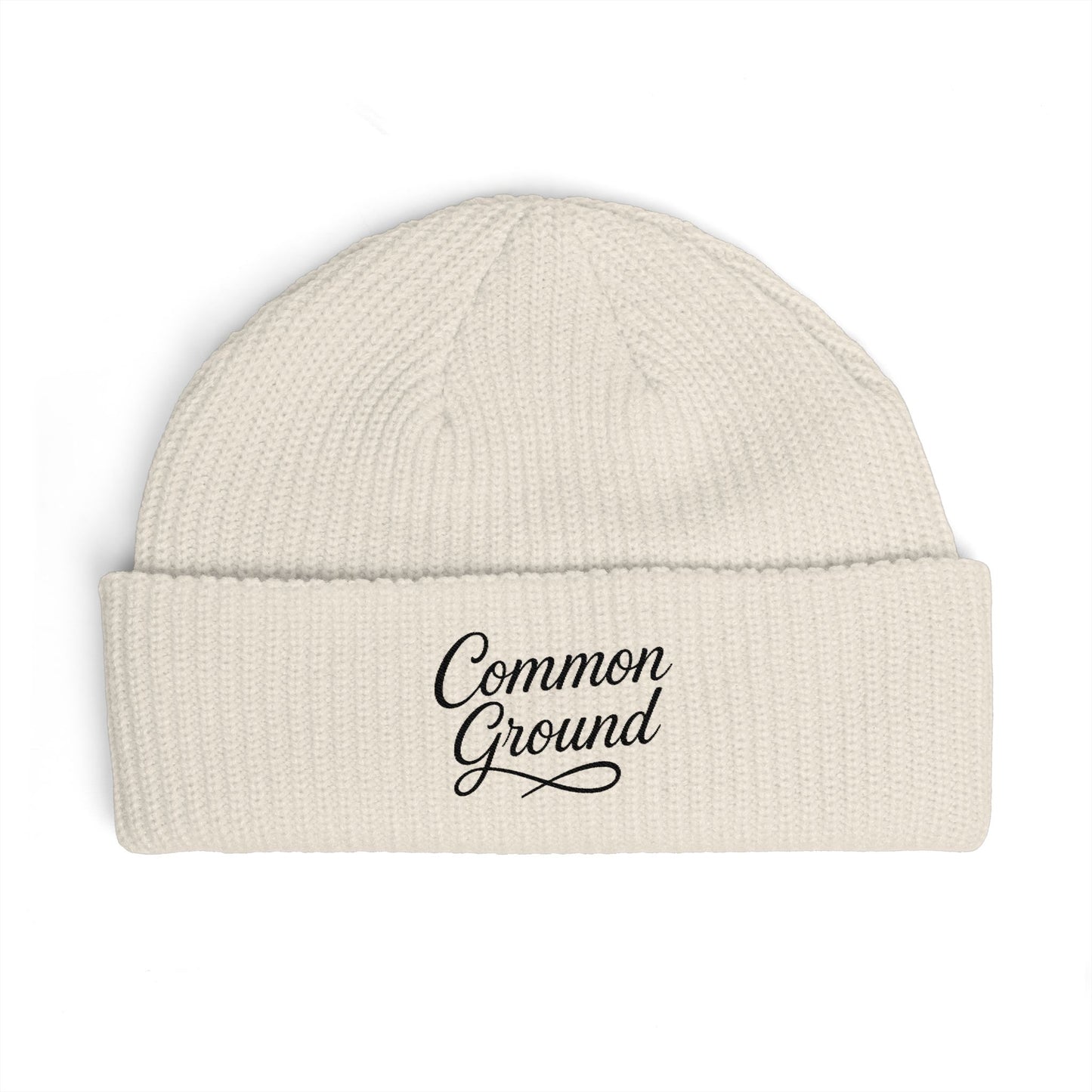 Cuff Beanie — "Common Ground" Embroidered Knit Hat