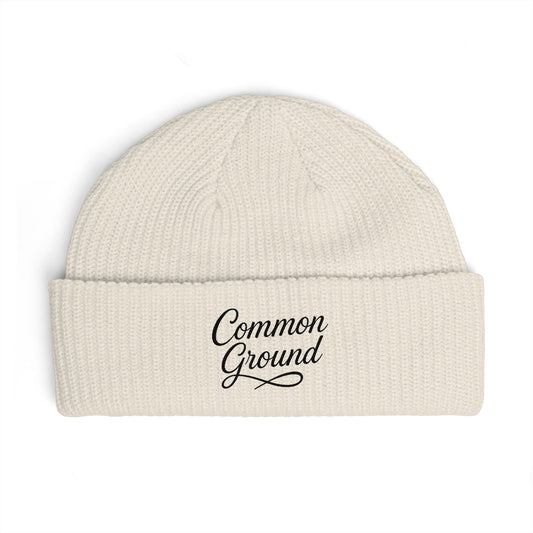 Cuff Beanie — "Common Ground" Embroidered Knit Hat