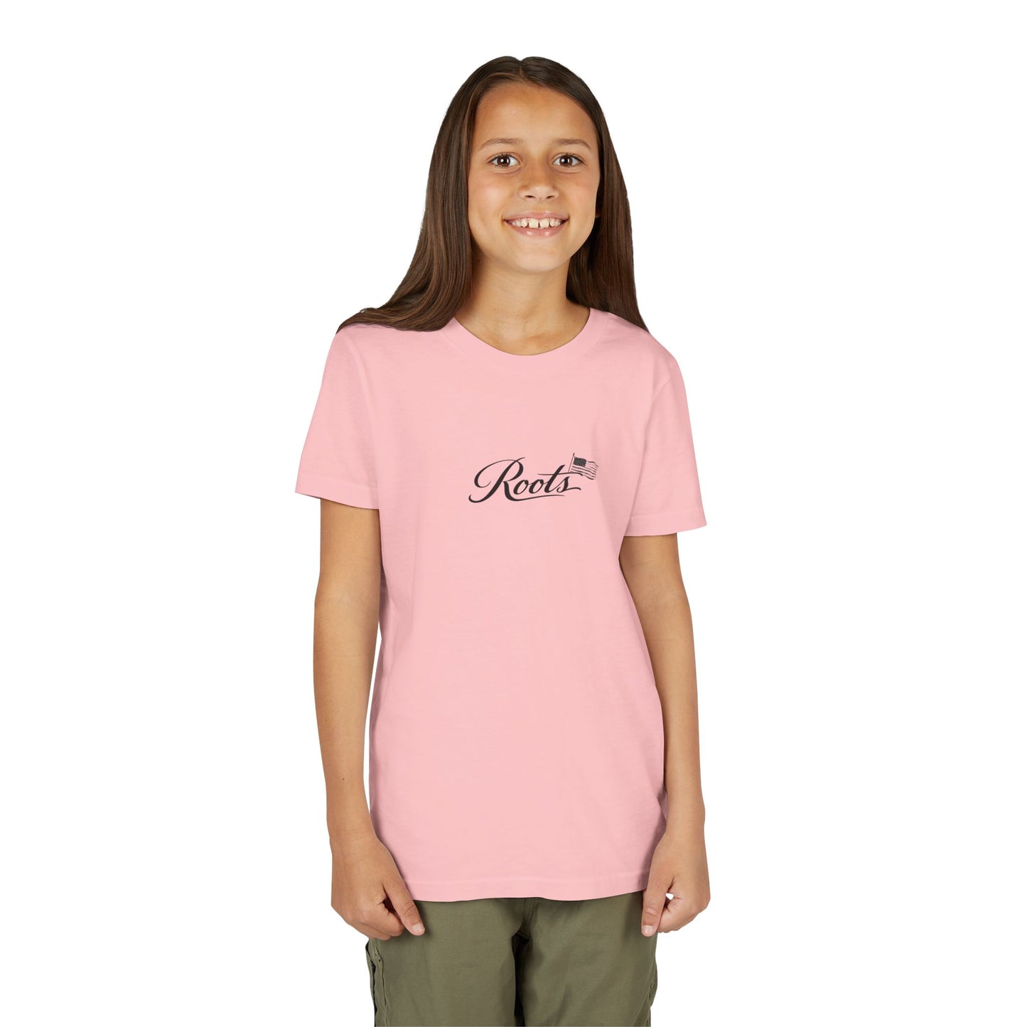 Youth Tee — Floral Bull Skull Graphic "Roots" Backprint