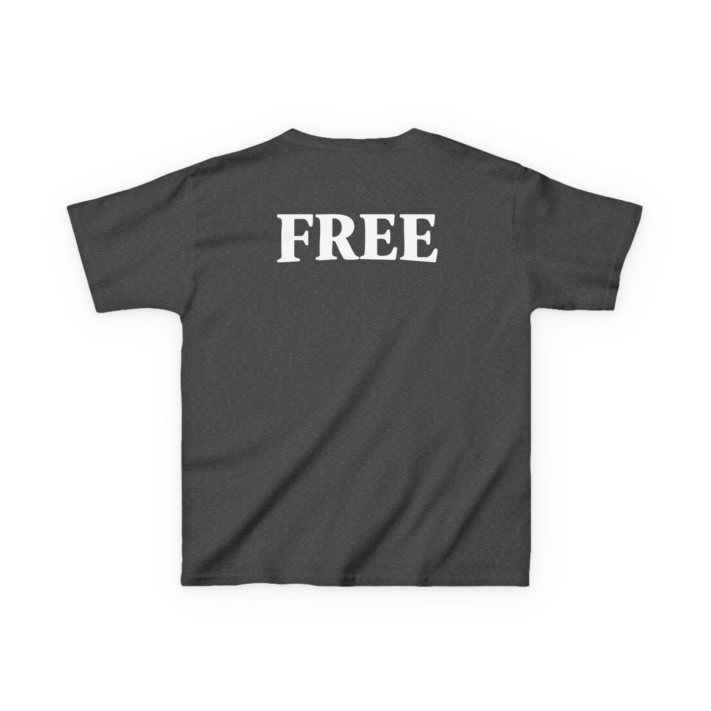 Kids Tee — 'ROOTS' Front / 'FREE' Back Forest Green Graphic Shirt