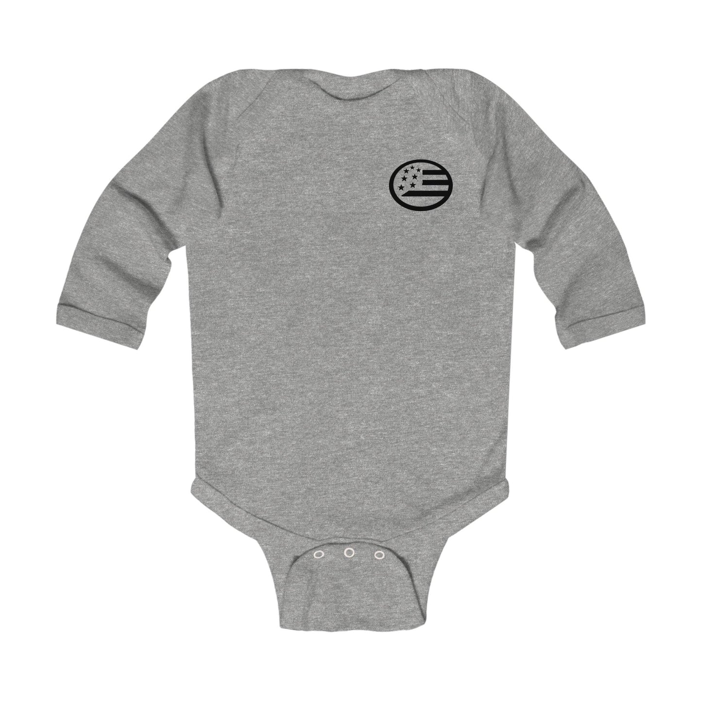 Infant Long Sleeve Bodysuit - 'Young, Wild & Free' Baby Onesie with Flag Accent