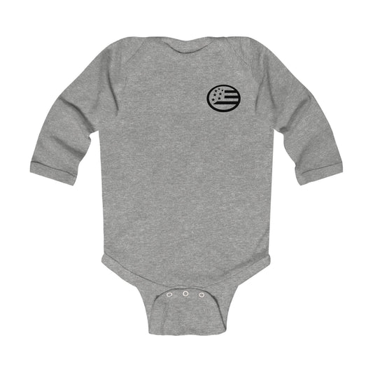 Infant Long Sleeve Bodysuit - 'Young, Wild & Free' Baby Onesie with Flag Accent
