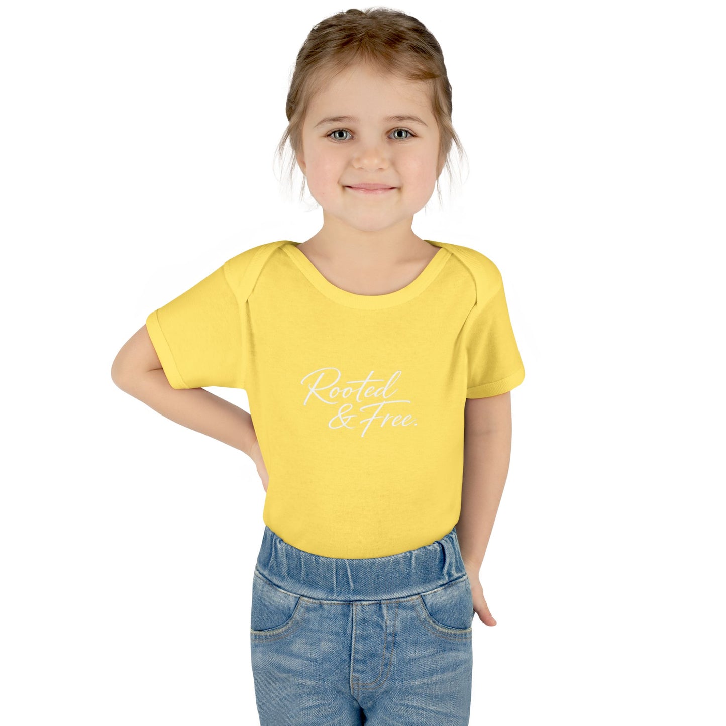 Rooted & Free Infant Bodysuit - Organic Baby Onesie with Script Logo