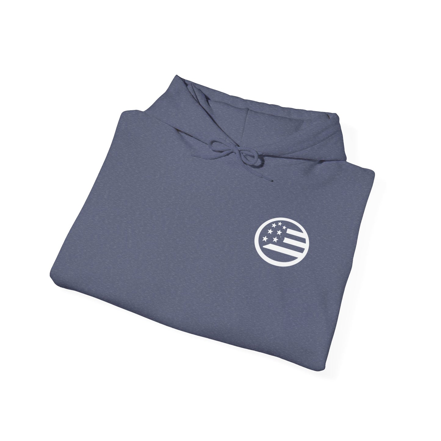 Hoodie — Black Americana Flag Logo Pullover with Script Sleeve