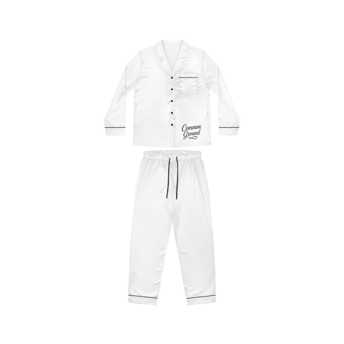 Personalized Women's Satin Pajama Set - Luxurious Sleepwear with Script Pocket Detail