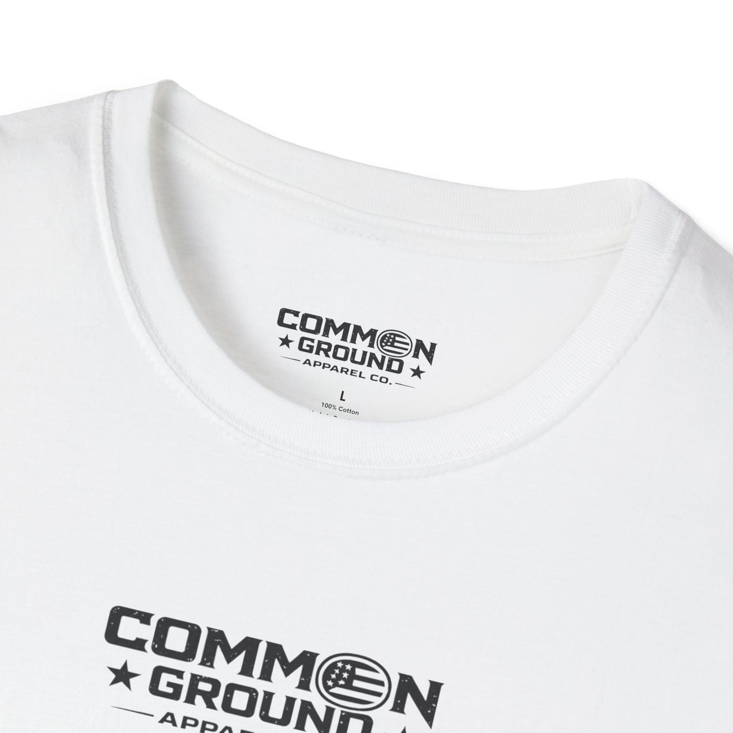 Common Ground Minimalist Logo T-Shirt — Unisex White Crewneck
