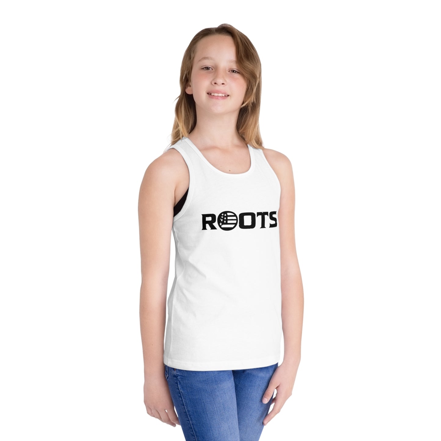 Kids' Roots Tank Top — Youth Graphic Jersey Tank with Globe 'ROOTS' Design