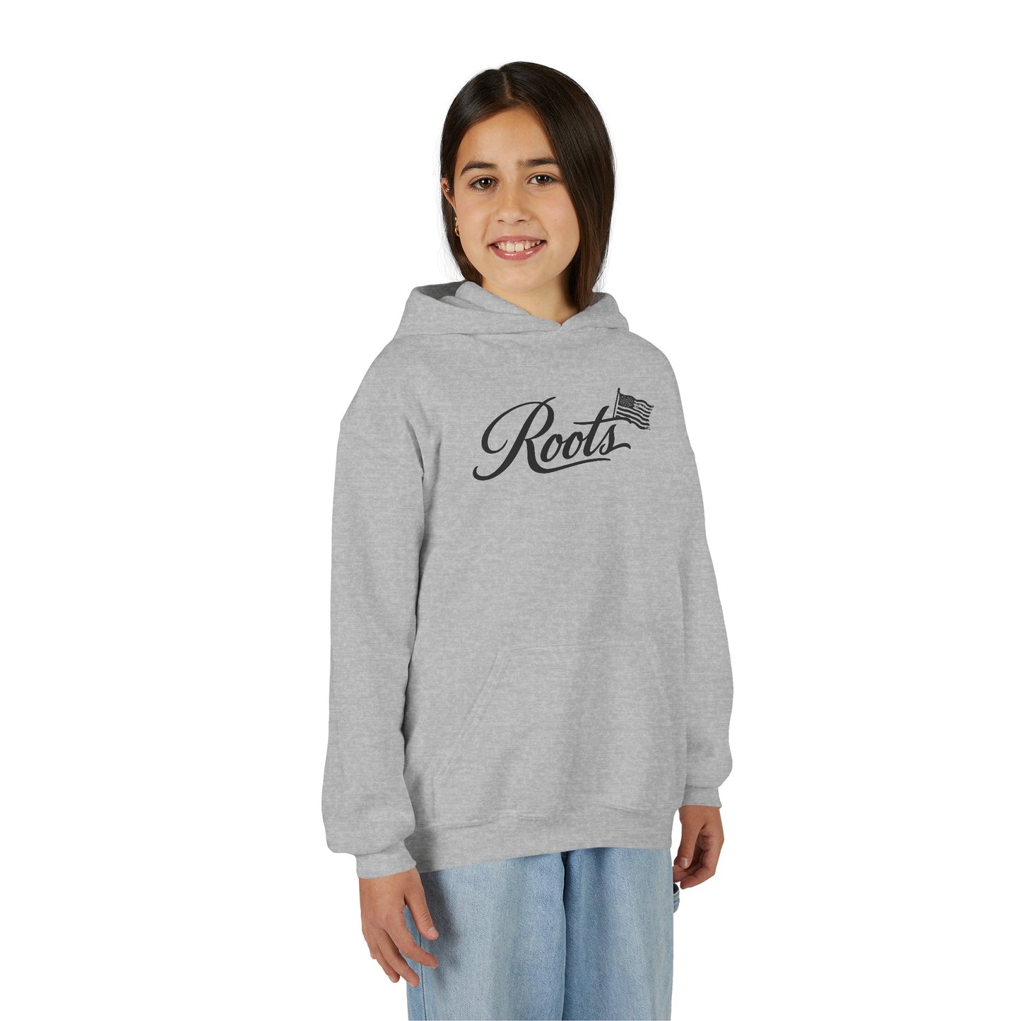Youth Hoodie — “Roots” Script Logo Pullover