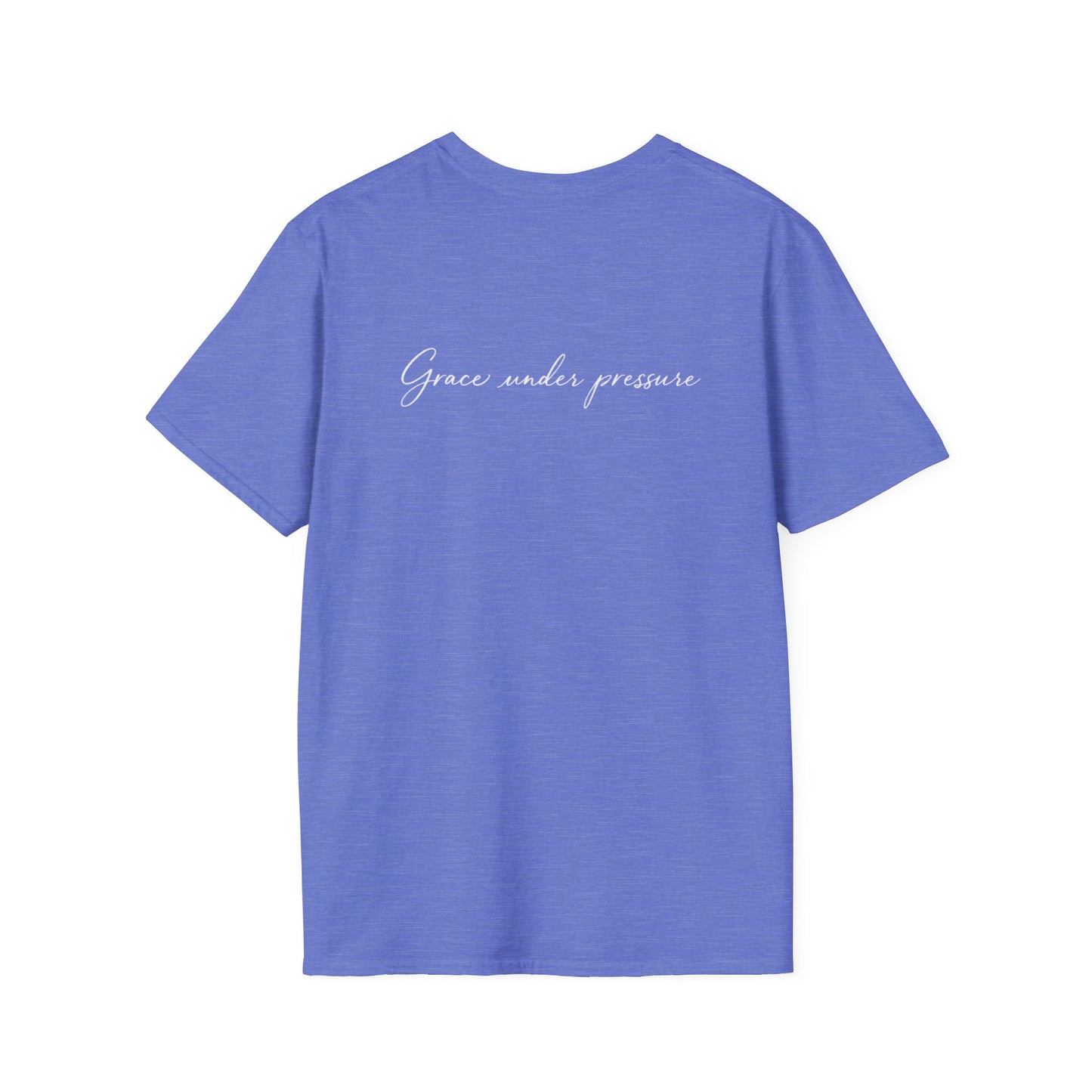 Grace Under Pressure T-Shirt — Minimal American Flag Chest Logo