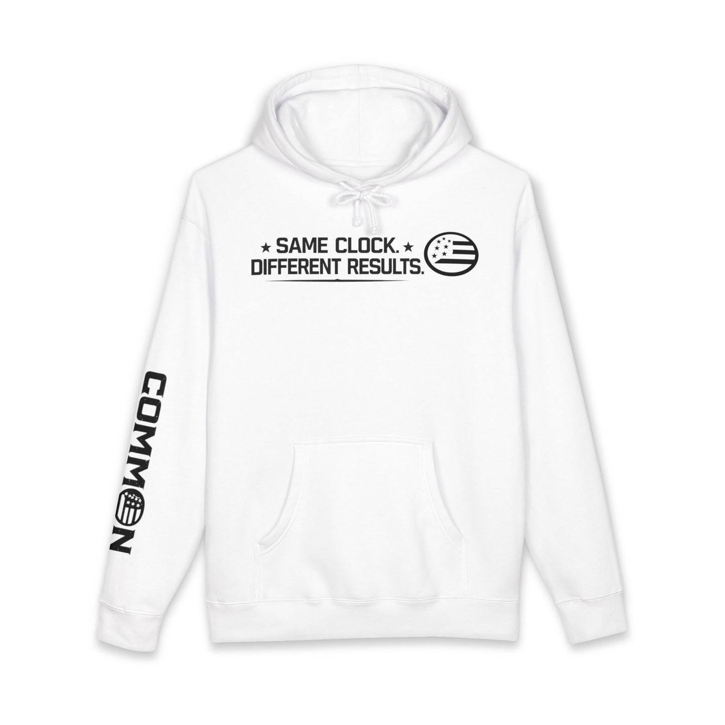 Hoodie - "Same Clock. Different Results." Graphic Pullover