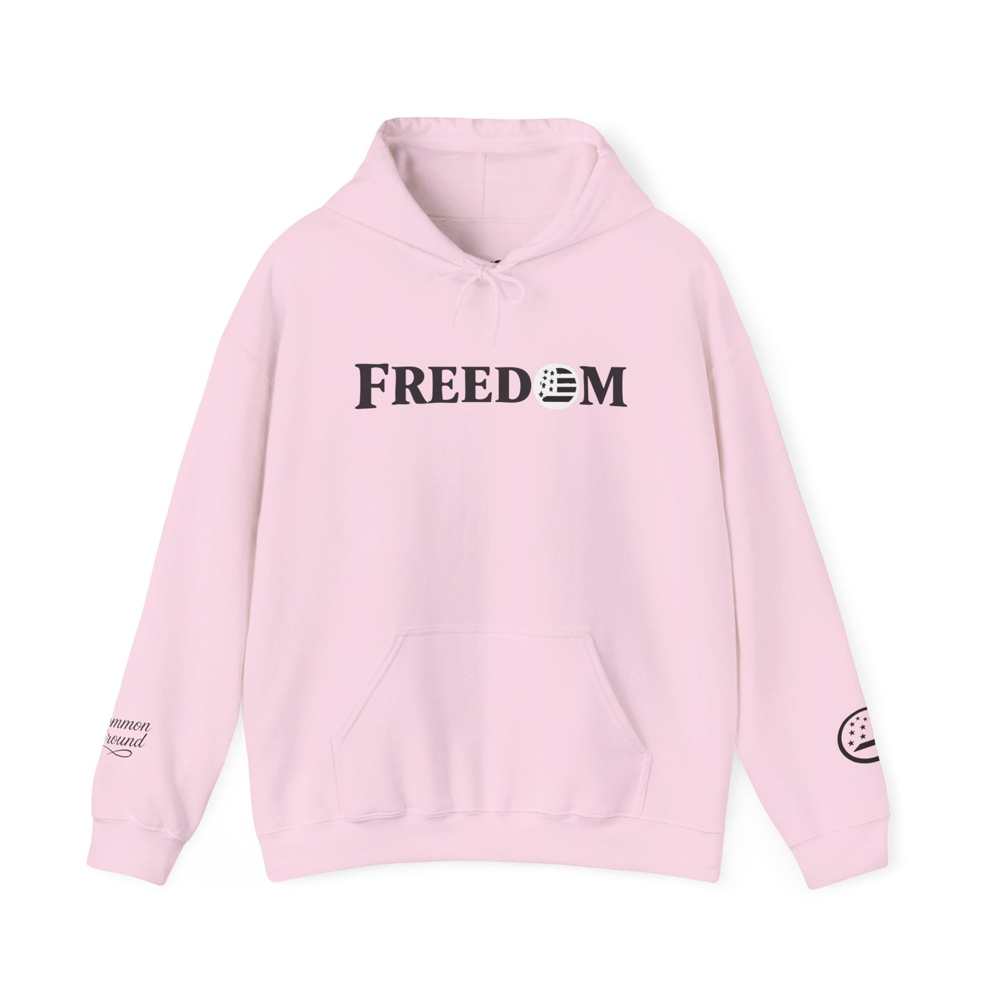 Freedom Logo Hoodie — Minimal Patriotic Graphic Pullover