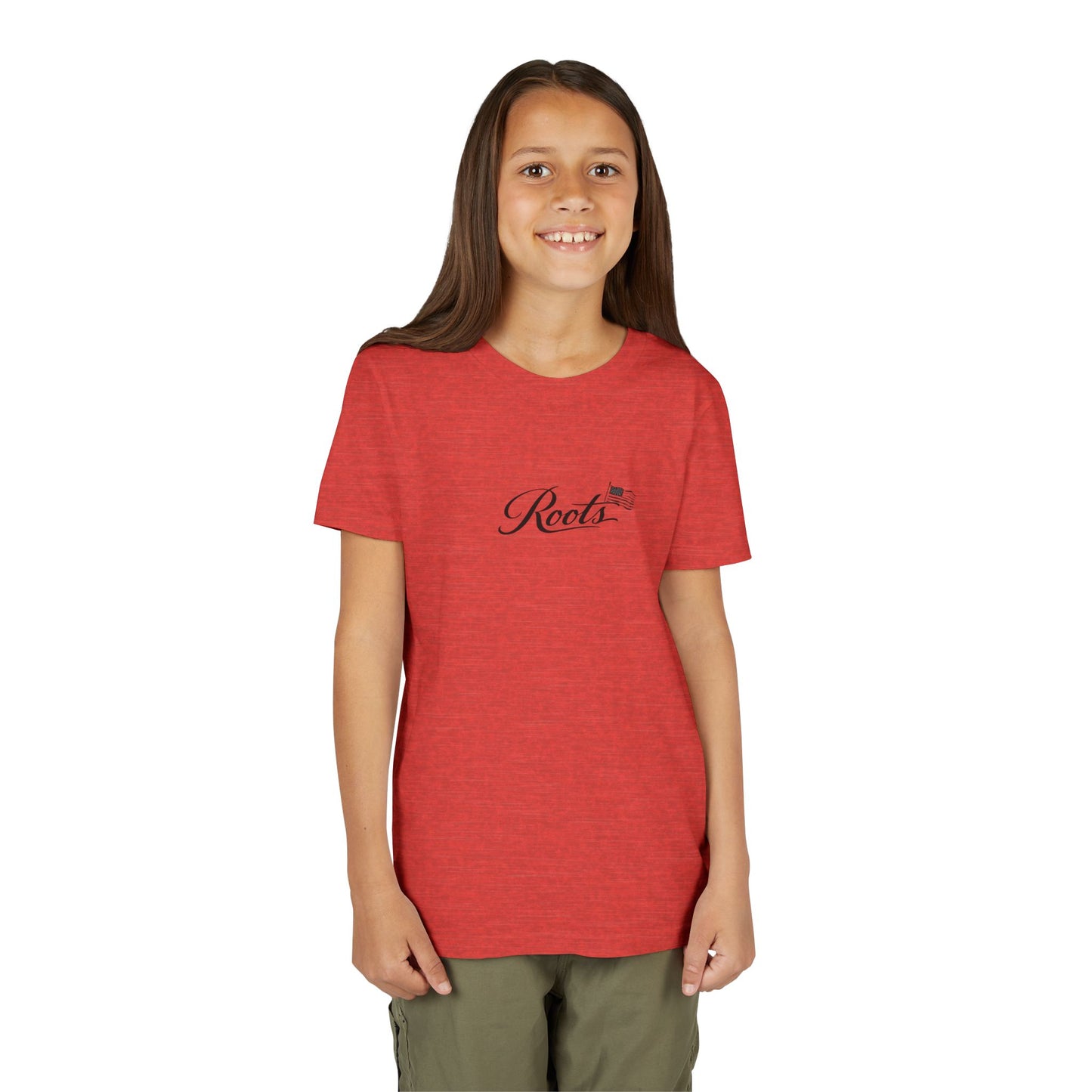 Youth Tee — Floral Bull Skull Graphic "Roots" Backprint