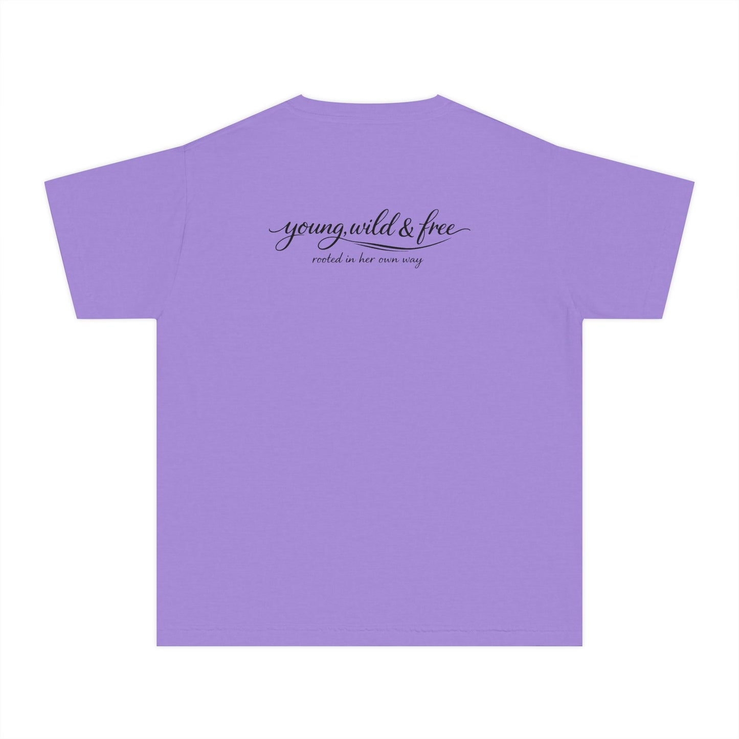 Youth Tee — 'Young, Wild & Free' Graphic T-Shirt (Sun Logo)