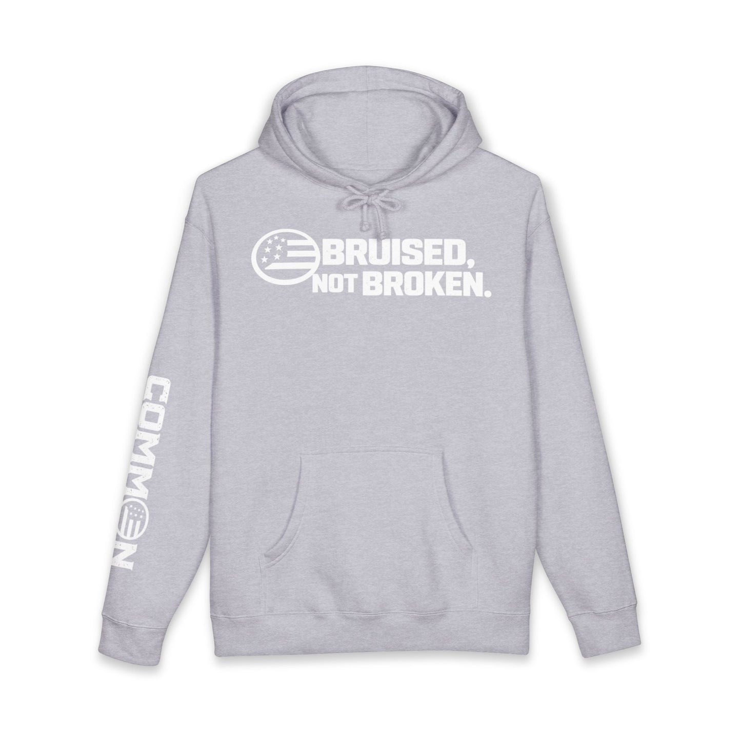 Hoodie — "Bruised, Not Broken" Graphic Pullover (Ground / Common Sleeve)