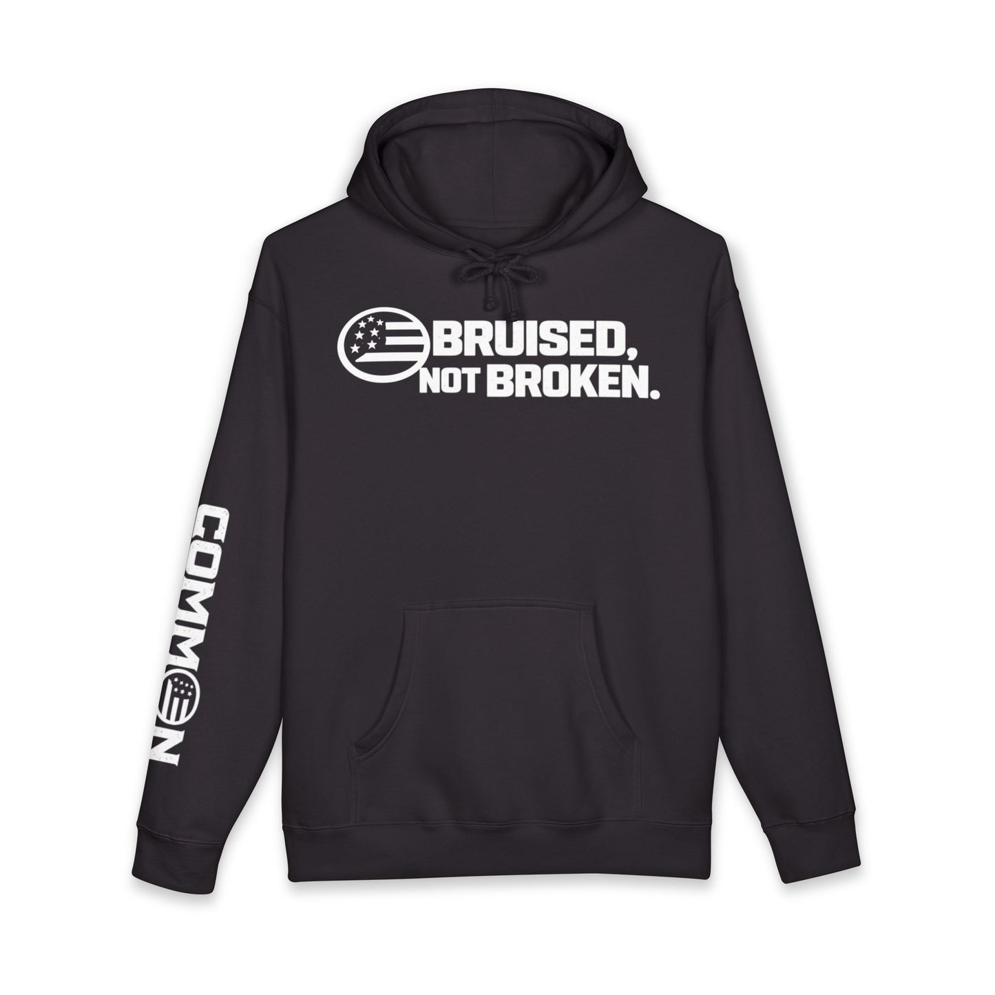 Hoodie — "Bruised, Not Broken" Graphic Pullover (Ground / Common Sleeve)