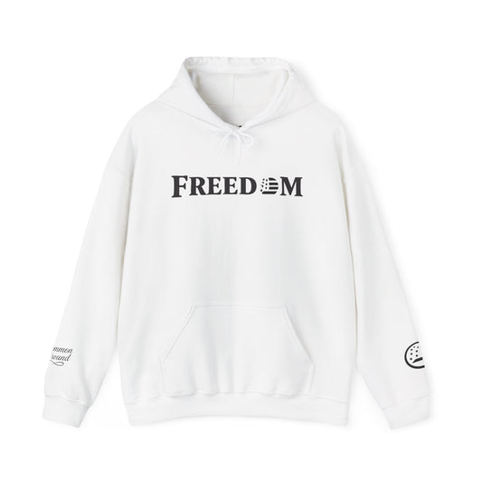 Freedom Logo Hoodie — Minimal Patriotic Graphic Pullover