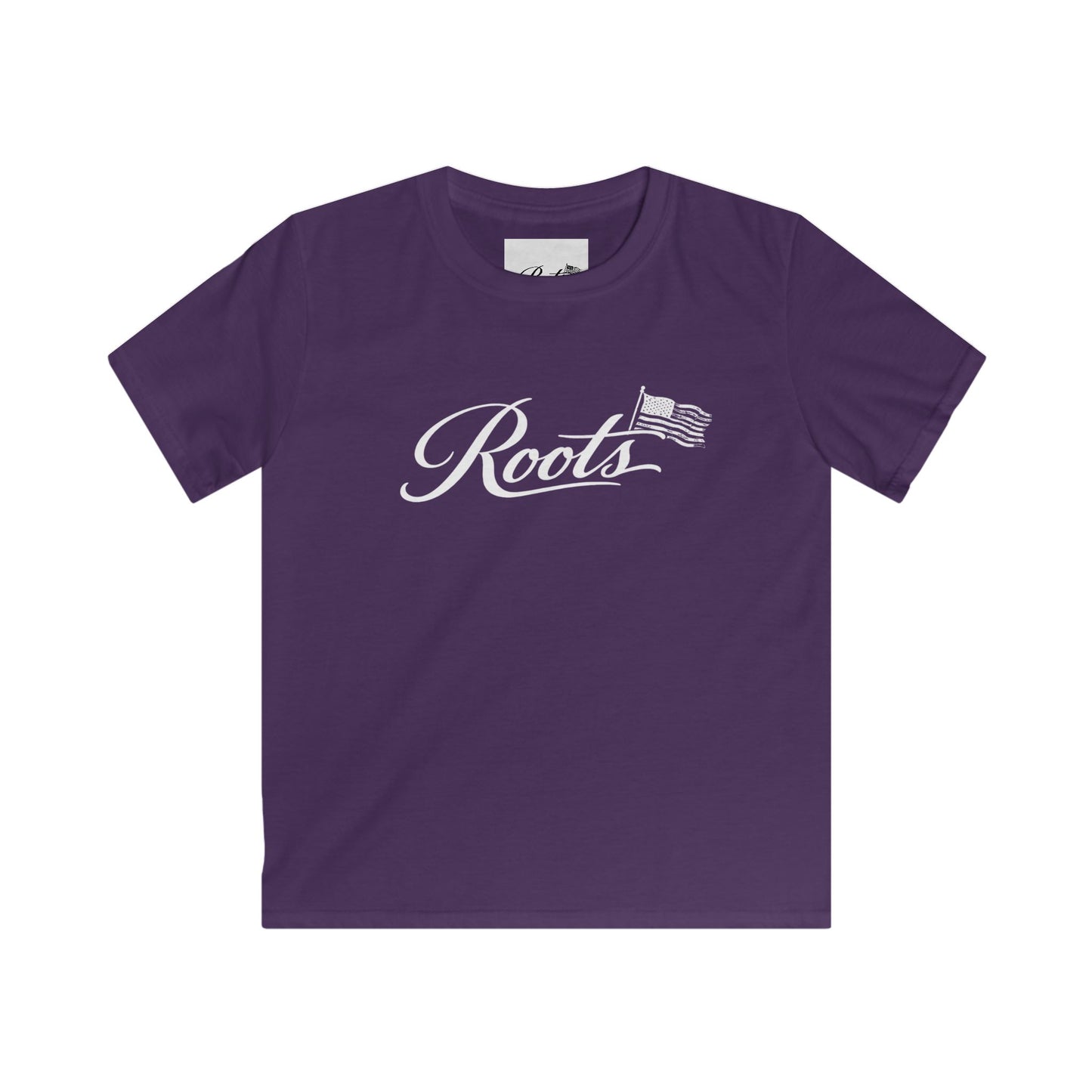 Kids Tee — "Roots" Script with Flag Graphic | Patriotic Youth T‑Shirt