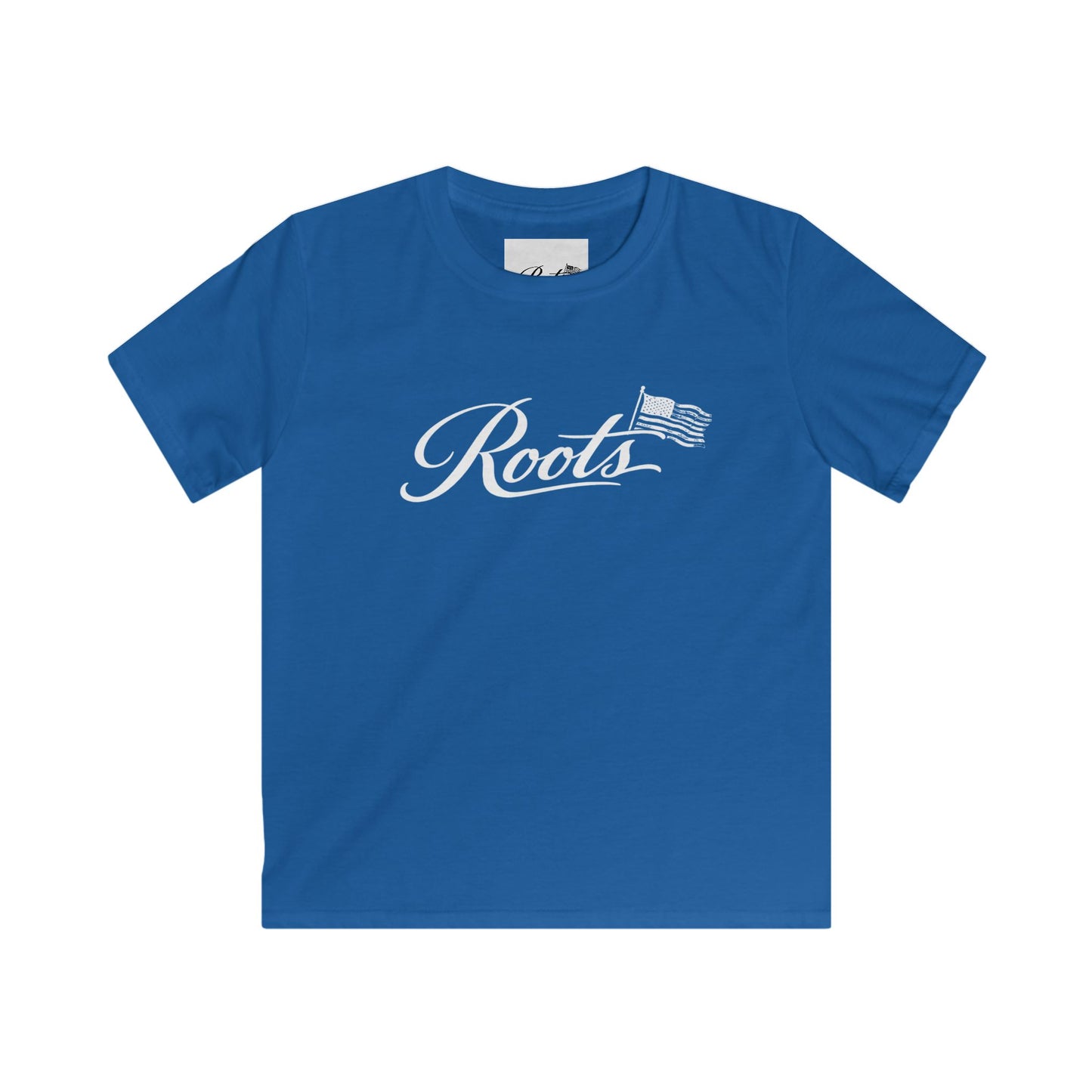 Kids Tee — "Roots" Script with Flag Graphic | Patriotic Youth T‑Shirt